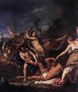 Gregorio Lazzarini Orpheus and the Bacchantes oil on canvas